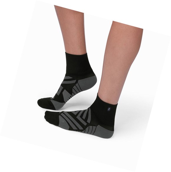 Black / Grey On Mid Men's Running Socks | 5910EYWBN