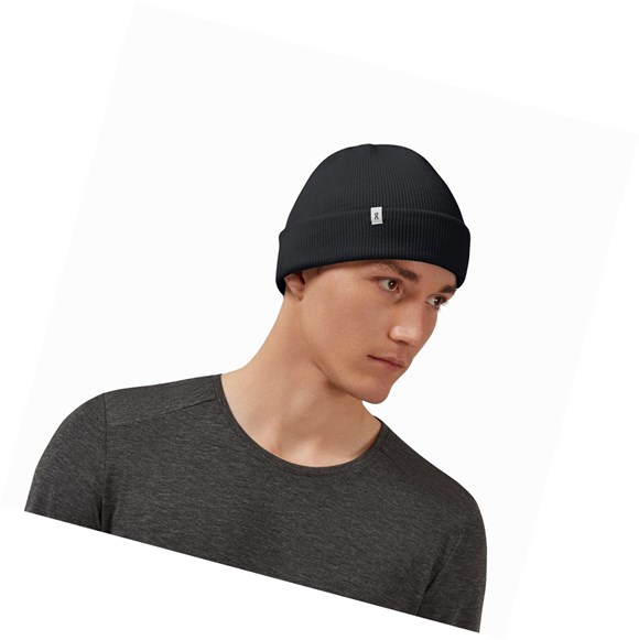 Black On Merino Beanie Men's Hats | 9376HZMGR