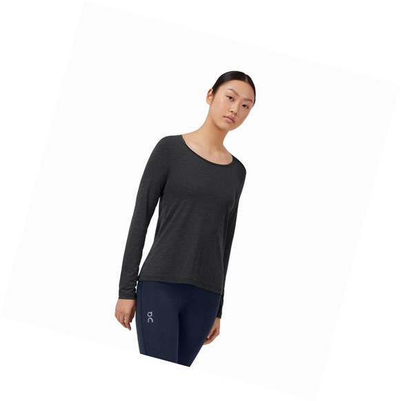 Black On Performance Long-T Women's T Shirts | 6714FIJDB