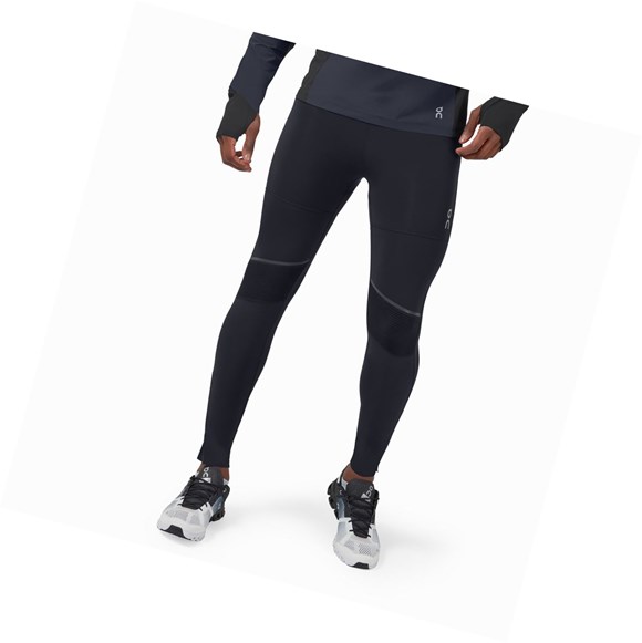 Black On Tights Long Pants Men's Running Tights | 1257TQPCZ
