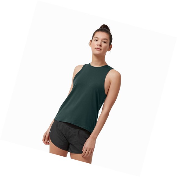 Dark Green On Active Women's Tanks | 8931VQGZI