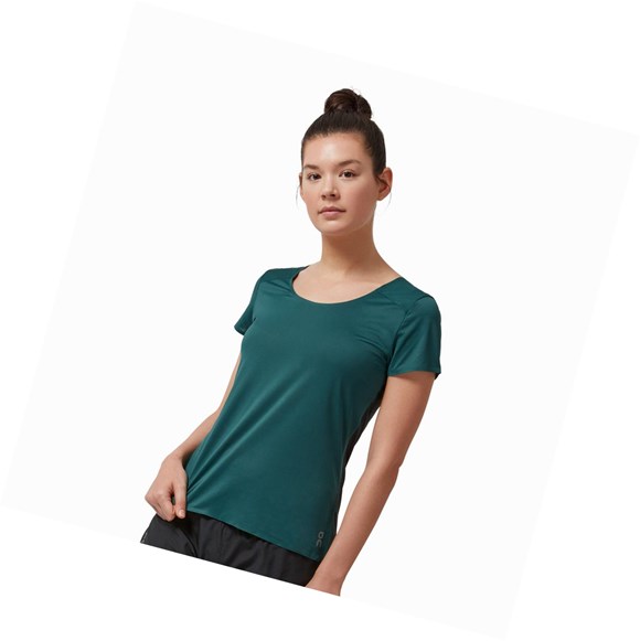 Green / Black On Performance Long-T Women's T Shirts | 7521OUJXS